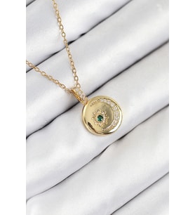 316L Çelik Zirkon Taşlı Ay Ve Güneş Model Gold Renk Kadın Kolye TJ-BKO10539