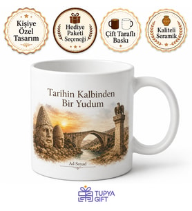 Adıyaman Cendere Köprüsü Karakuş Tümülüsü Nemrut Heykelleri Baskılı Porselen Kupa Hediye Bardak