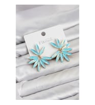 Mey İthalat® Buz Mavisi Renk Kristal Taşlı Lotus Model Kadın Küpe