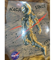 ÜTÜ İLE YAPIŞAN ASTRONOT TRANSFER BASKI ARMA 24X24 CM