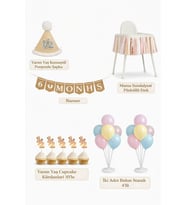 Yarım Yaş Kutlama Seti 1/2 Yaş Doğum Günü Konsepti Balon Banner Şapka Seti 0 (Pembe - Beyaz - Sarı - Gri)