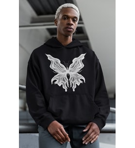 Tasarım Billie Eilish Kelebek Temalı Baskılı Unisex Oversize Şarkıcı Hoodie
