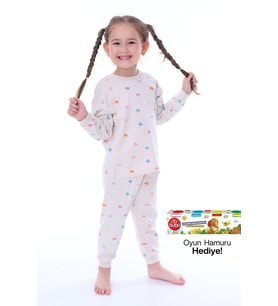 Renkli Kelebekler Kız Çocuk Pijama Takımı