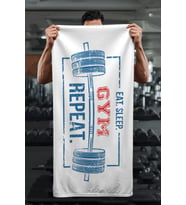 Dijital Baskı Eat Sleep GYM Repeat Spor Havlusu HVL0241 (Çok Renkli)