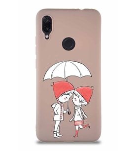Xiaomi Redmi Note 7 Soft Premier Kapak Aşk Tasarımlı Silikon Kılıf - Pudra (Şeffaf)