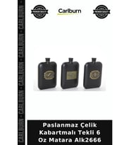 Özel Üretim Cepli Metal Hediyelik Erkek Paslanmaz Çelik Kabartmalı Tekli 6 Oz Matara Alk2666