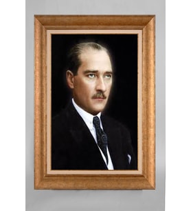 Çerçeveli Paspartulu Atatürk Tablo a246 (Gold)