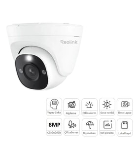 REOLINK 8MP Dome 2.8mm Renkli IP Kamerası PoE IP67 P334