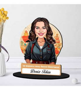 Kişiye Özel Okul Öncesi Kadın Öğretmenine Hediye Karikatürlü Biblo