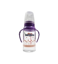 Bambino BE 015 Kulplu Cam Biberon 125 Ml - Mor (Renksiz)