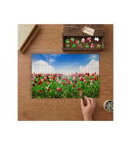 Renkli Çiçek Bahçesi Tasarımı 240 parça Ahşap Puzzle Ahşap Kutuda MP00494