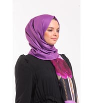 Çiçekli Desen Pavia Seri Şal Eşarp Askısı ile Birlikte 90X200 cm Lila Siyah-90X2