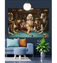 Poker Oynayan Hayvanlar Köpekler Dekoratif Kanvas - Mdf Ahşap Tablo
