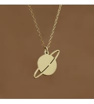 DKMN Gümüş Satürn Sembolü Gümüş Kolye Kadın Gümüş Kolye (Gold)