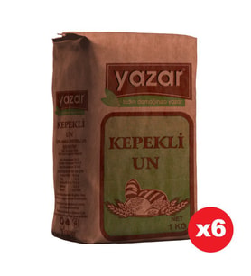 Yazar Taş değirmende Öğütülmüş Tam Buğday Kepekli Un 1 Kg x 6 Paket