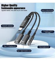 STORE Type-C 3 in 1 ses adaptör kablosu 60W hızlı şarj tipi C erkek çift tip C 3.5MM kadın dönüştürücü kablosu kulaklık jakı Dongle kablosu