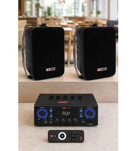 Lastvoice Black Wall Small Paket-1 Hoparlör ve Anfi Ses Sistemi Seti (1 ANFİ + 2 HOPARLÖR)