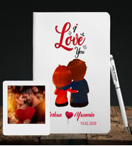 Sevgililer Gününe Özel Deri Beyaz Defter Kalem & Instagram Çerçeve Hediye Seti 35