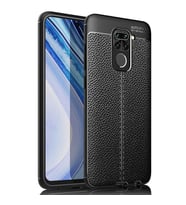 Xiaomi Redmi Note 9 Deri Desenli Kamera Korumalı Silikon Kılıf (Siyah)