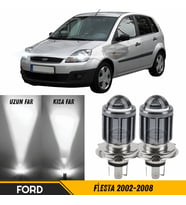 Ford Fiesta 2002-2008 Uyumlu Mercekli Far Ampulü Led Xenon Beyaz Şimşek Etkili Led Lamba Uzun Kısa