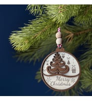 Merry Christmas Yazılı İskandinav Tarzı Çam Ağacı Motifli Yılbaşı Ağaç Süsü