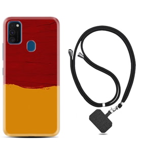 Samsung M21 M22 M23 M30 M31S M32 Kılıf Boyun Askılı Silikon Sarı Kırmızı Boya 1708