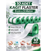 Northcity Kağıt Flaster 5 cm x 5 m 10 Adet Medikal Sabitleme Bandı Hassas Ciltler İçin