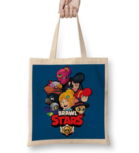 Brawl Stars Yıldızları 04 Bez Çanta Uzun Saplı