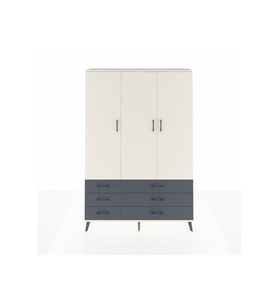Arges Dolap 5 Raflı 6 Çekmeceli Tek Askılı 132x30x195 Aytaşı-Aytaşı/Antrasit