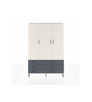Arges Dolap 5 Raflı 6 Çekmeceli Tek Askılı 132x30x195 Aytaşı-Aytaşı/Antrasit