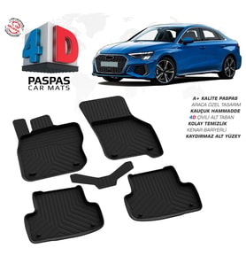 Audi A3 4D Araca Özel Havuzlu Kauçuk Paspas 2020 Üzeri (Karışık)