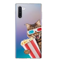 PrintiFy Samsung Galaxy Note 10 ile Uyumlu 1mm Slim Fit Kedi 1 050b Baskılı Şeffaf  Kılıf