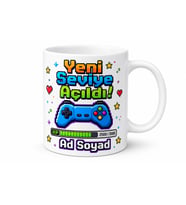 Level Up Yazılı Doğum Günü Baskılı Kupa Bardak Gamer Hediye