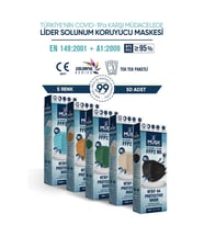 Musk FFP2 Maske 40 Adet (Gri,Taba,Siyah,Beyaz)
