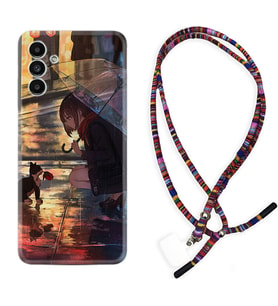 Samsung A23 A31 A32 A50 A51 A52 A53 A70 Kılıf Boyun Asklı Rasta Silikon Kız ve Kedi 1762