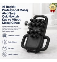 16 Başlıklı Profesyonel Masaj Aleti Şarjlı Çok Noktalı Kas ve Vücut Masaj Cihazı