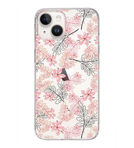 Apple iPhone 14 Plus Uyumlu Kapak Floral Kırmızı Tasarımlı Şeffaf Silikon Kılıf