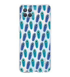 PrintiFy Oppo Reno 4 Lite ile Uyumlu Nazar Boncuğu 4 Baskılı Kamera Korumalı Şeffaf Silikon Kılıf