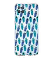PrintiFy Oppo Reno 4 Lite ile Uyumlu Nazar Boncuğu 4 Baskılı Kamera Korumalı Şeffaf Silikon Kılıf