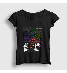 Presmono Kadın Siyah Poster Linkin Park T-Shirt 98462tt