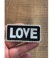 7X3 CM ZİRKON TAŞLI ÜTÜ İLE YAPIŞAN LOVE APLİK ARMA YAMA DİKİŞ AKSESUARI