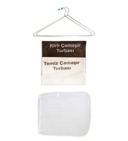 Asker Dolabına Kirli Temiz Torbası - Çamaşır Filesi - 2'li Dolap Askısı (Beyaz)
