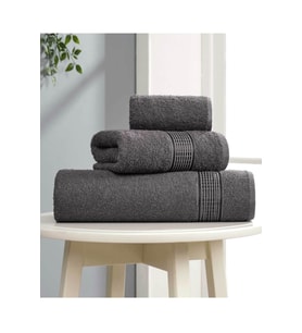 3 Parça Ekonomik Banyo Havlu Seti Pamuklu Ezgi (Antrasit)