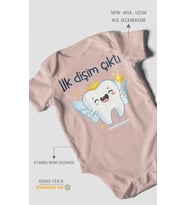 İlk Dişim Çıktı Kısa Kollu Bebek Body %100 Pamuk