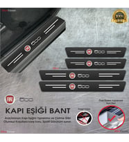 Fiat 500  Logolu Karbon Kapı Eşiği Koruyucu Suni Deri 4'lü Set