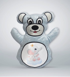 BK Gift Sevimli Fil ve Tavşan Tasarımlı Mavi Ayıcık Yastık-3