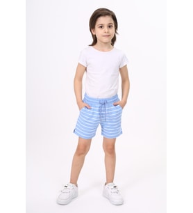 Toontoy Erkek Çocuk Çizgili Şort (Mavi)