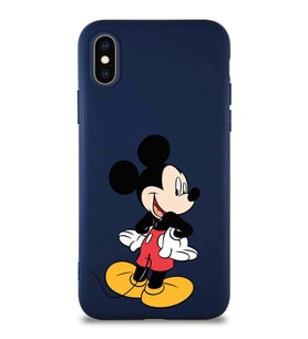 Apple iPhone X Soft Premier Kapak Mickey Mouse-D Tasarımlı Silikon Kılıf - Lacivert (Şeffaf)