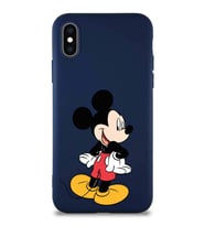 Apple iPhone X Soft Premier Kapak Mickey Mouse-D Tasarımlı Silikon Kılıf - Lacivert (Şeffaf)