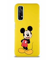 Realme 7 Soft Premier Kapak Mickey Mouse-B Tasarımlı Silikon Kılıf - Sarı (Şeffaf)